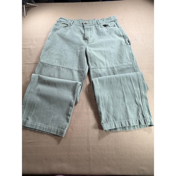 Vintage No Boundaries Mens Carpenter Pants 34x31 Green Cotton Blend Workwear - Picture 1 of 7